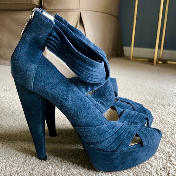 Bruno Magli Shoes - BRUNO MAGLI Blue Suede Platform Pumps